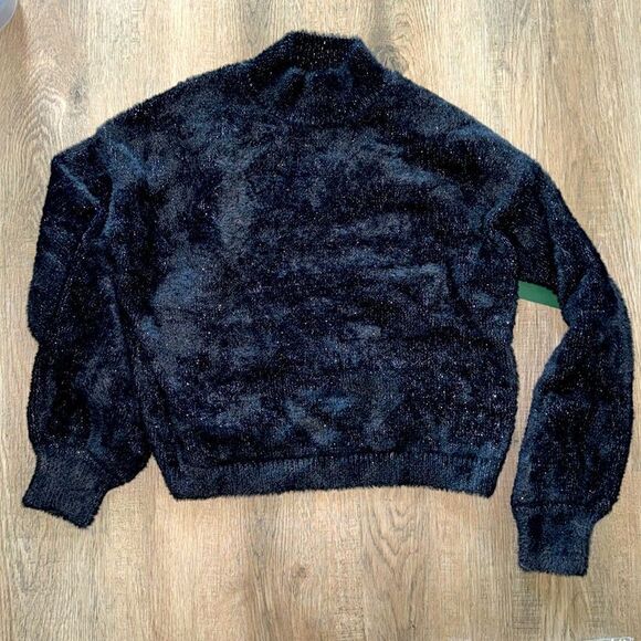 Wild fable Women's Mock Turtleneck Fuzzy Pullover Sweater - Wild Fable Black M - Picture 1 of 4